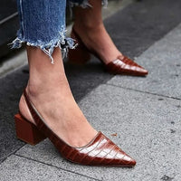 Orthopedische Croco Bruine Pumps - Eva