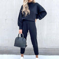 Zacht Huispak Tweedelige Set met Coltrui en High Waist Broek – Cara