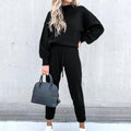 Zacht Huispak Tweedelige Set met Coltrui en High Waist Broek – Cara